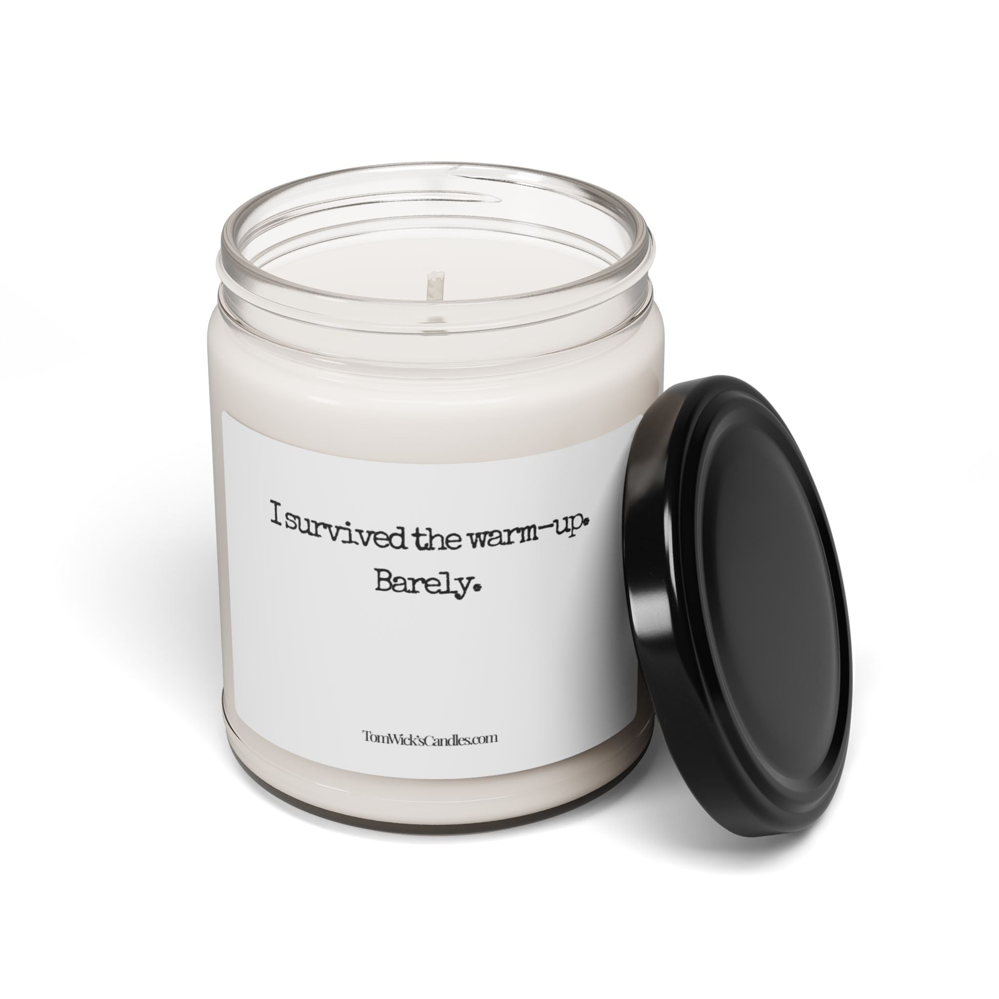BJJ I survived — "I survived the warm-up. Barely." Scented Soy Candle (9oz)